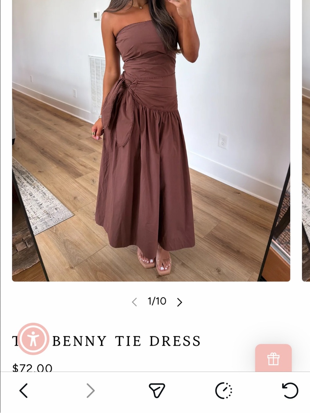 Maxi Tie-Waist Skirted Dress — Brown